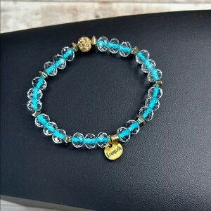 Erimish Clear and Blue Crystal Beaded Bracelet
